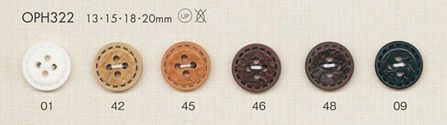 OPH322 Natural Stitch-style 4-Hole Button