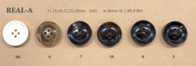 REAL-A Glossy Buffalo Horn 4-Hole Jacket Button