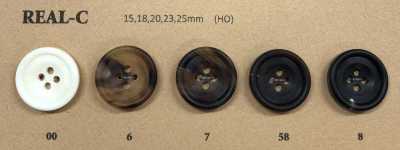 REAL-C Buffalo Horn Matte 4-Hole Button