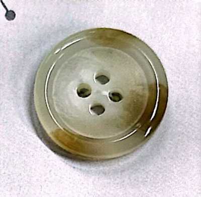 SCOTCH161 [Buffalo Horn Style] 4-Hole Button, Rimmed, Glossy