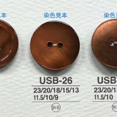 USB26 Natural Dyed Black Mother-of-pearl Shell, Front Two-hole Glossy Button