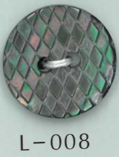 L-008 2-hole Diamond-engraved Shell Button