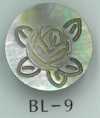 BL-9 Roses Engraved Metal Nostoc Verrucosum Shell Button