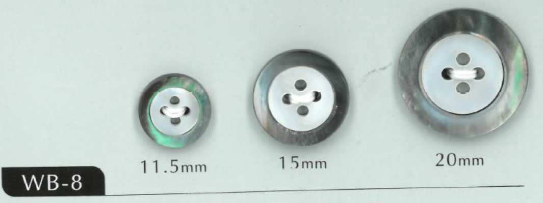 WB-8 4-hole Black-lipped Rim Shell Button