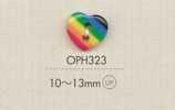 OPH323 DAIYA BUTTONS Heart-Shaped Polyester Button (Rainbow)