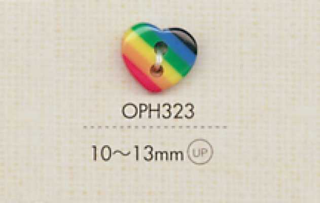 OPH323 DAIYA BUTTONS Heart-Shaped Polyester Button (Rainbow)