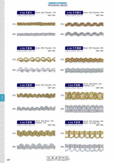 113-125 Metallic Braid Approx. 10mm