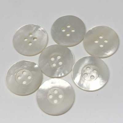 EX700MAT White Mother-of-pearl 4-hole Shell Button, Matte