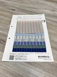 35463 Yarn Dyed 60s Organic Cotton Shirring Marine Stripe[Textile / Fabric] SUNWELL Sub Photo