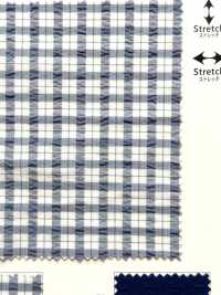 KKF8586-W-2 Seersucker Stretch Wide Width Check[Textile / Fabric] Uni Textile Sub Photo
