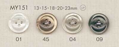 MY151 DAIYA BUTTONS Rimmed Four-Hole Shell-Look Polyester Button