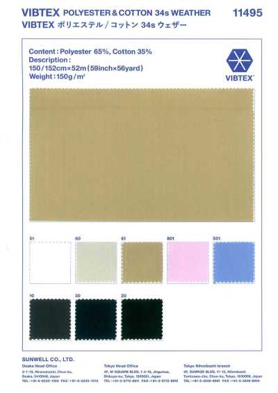 11495 VIBTEX Polyester/Cotton 34s Weather Cloth
