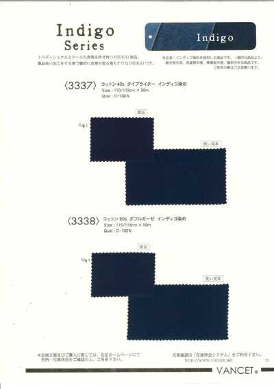 3337 40s Cotton Typewriter Cloth, Indigo-Dyed