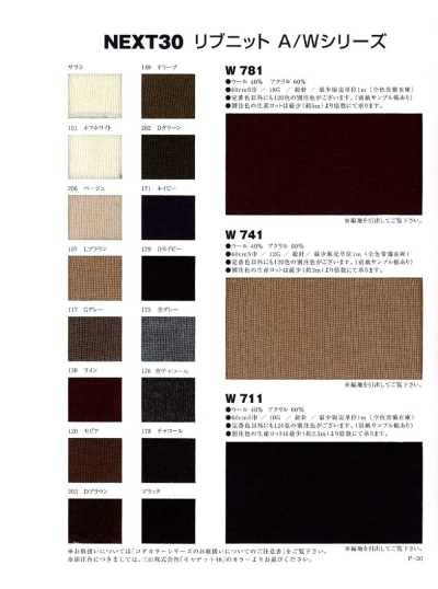 W741 Acrylic/Wool Full Needle Rib Knit