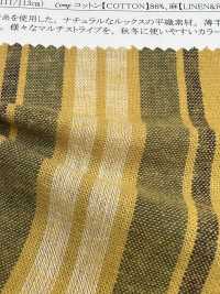 26215 Yarn-dyed 20 Single Yarn Thread/ Linen Flat Weave Fuzzy Stripe[Textile / Fabric] SUNWELL Sub Photo