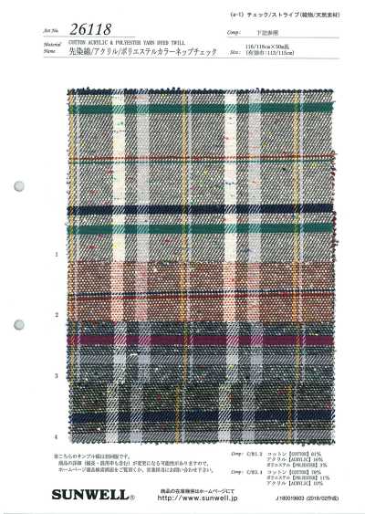 26118 Yarn-dyed Cotton/acrylic/polyester Color Nep Check