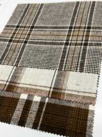 26201 Yarn-dyed 20 Single Yarn Thread/ Linen Flat Weave Fuzzy Check[Textile / Fabric] SUNWELL Sub Photo