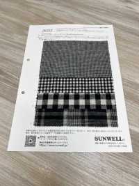 26222 Yarn-dyed 20 Single Thread Cotton/linen Loomstate Fuzzy Washer Processing Check[Textile / Fabric] SUNWELL Sub Photo