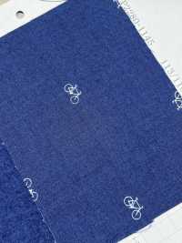 P2280-bicycle1 Chambray Discharge Print Bicycle 1[Textile / Fabric] Yoshiwa Textile Sub Photo