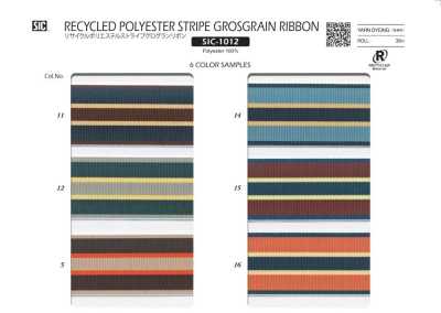 SIC-1012 Recycled Polyester Striped Grosgrain Ribbon
