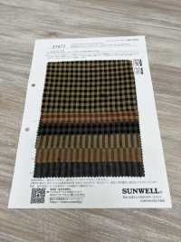 35475 Yarn Dyed 30 Single Thread Cotton/linen Dark Color Gingham & Stripes[Textile / Fabric] SUNWELL Sub Photo