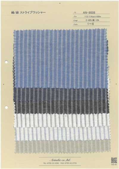 AN-9008 Cotton Linen Stripe Washer Finish