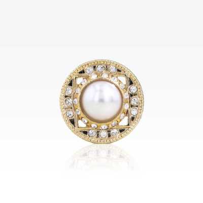 G3443 Pearl-coated/glass/cast Half-round Ring Shank Button