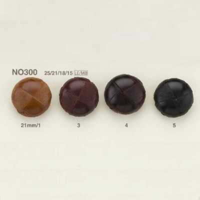 NO300 Leather/Brass Circular Ring Shank Button