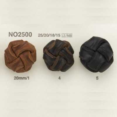 NO2500 Leather/Brass Circular Ring Half-Ring Shank Button
