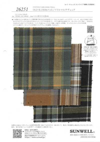 26251 OLD SLUB 10s Cotton Twill Multi-Check
