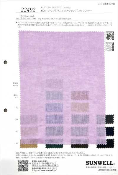 22492 60s Cotton/Linen Mellow Canvas Washer Finish