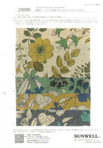 28090 Cotton Linen Sheeting Floral Print With Angel Soft Finish