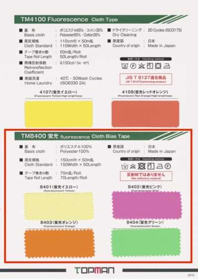 TM-8400-PPT Fluorescent Bias Piping Tape