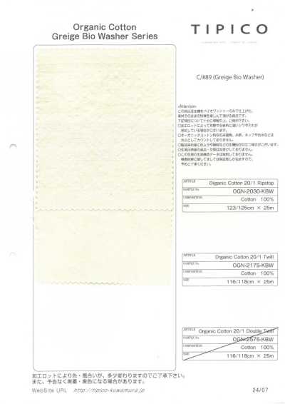 OGN-2175-KBW Washed Organic 20/1 Chino