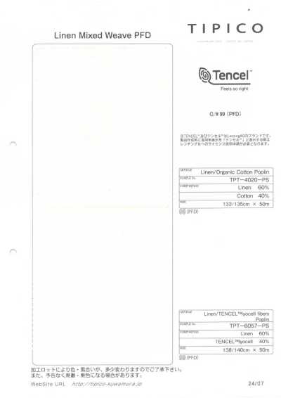 TPT-6057-PS Linen X Tencel Poplin P Bleached