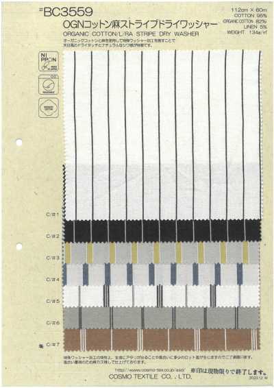 BC3559 OGN Cotton Linen Stripe Dry Washer Finish