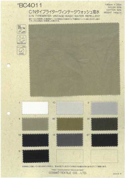 BC4011 C/N Typewriter Cloth Vintage Wash