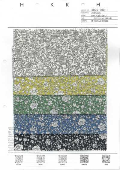 8026-680-1 80 Lawn Miracle Wave Thread-Line Monochrome Small Floral