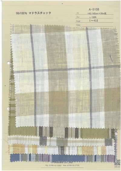A-5108 100% Linen Madras Check