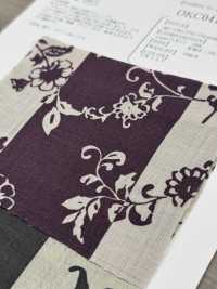OKC041 60/Linen Print Nostalgic Flower Stripe[Textile / Fabric] Oharayaseni Sub Photo