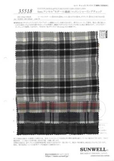 35518 Fuwa. TENCEL™ Modal Fiber/Cotton Shirring Check