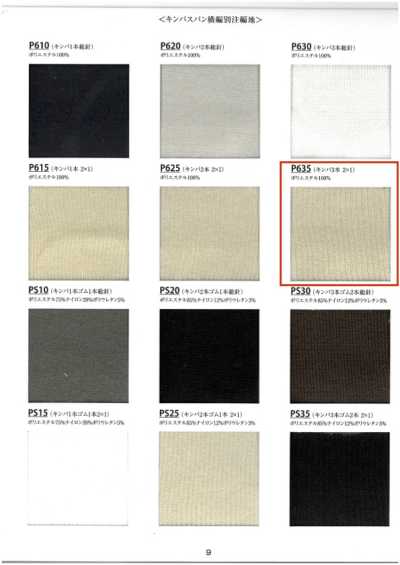 P635 Rib Knit Kinba 3-ply 2x1, 60cm Width