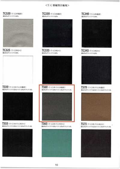 TS60 Rib T/C 2-strand Elastic, 1-strand Full Needle, 60 Cm Wide