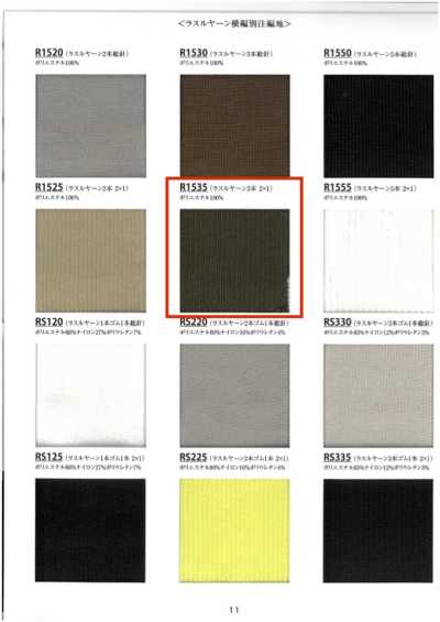 R1535 Rib Knit Luster Yarn 3-ply 2x1 60 Cm Width
