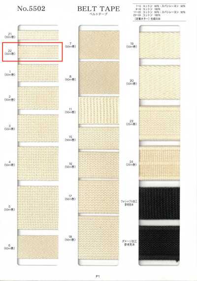 NO5502-22 Belt Tape, Toji Weave