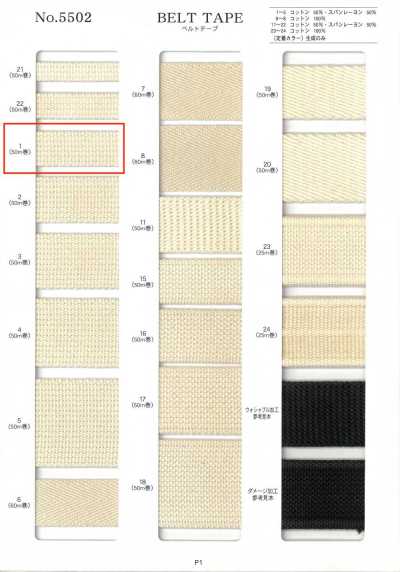 NO5502-1 Belt Tape, Closed Weave