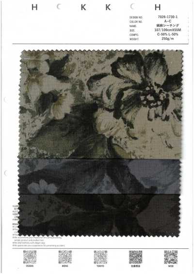 7026-1730-1 Cotton Linen Sheeting Large Floral