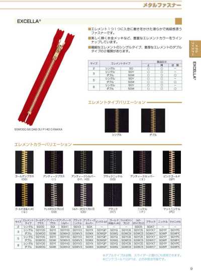 5SGWH3C-SLSH-H Head-to-head EXCELLA® Zipper Size 5 Antique Silver Closed-End Double