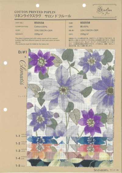 850558 Linen-like Slub Salon De Fleur Clematis