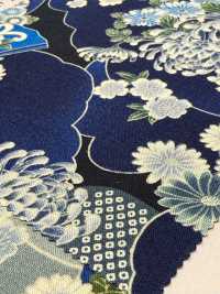 850561 Lawn Indigo Dye Style Japanese Pattern Sea Of ​​clouds And Fan Chrysanthemum[Textile / Fabric] VANCET Sub Photo
